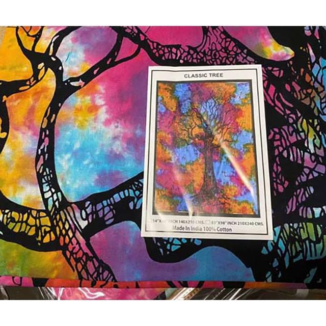 Multicolor Tie Dye Tree Of Life Tapestries image