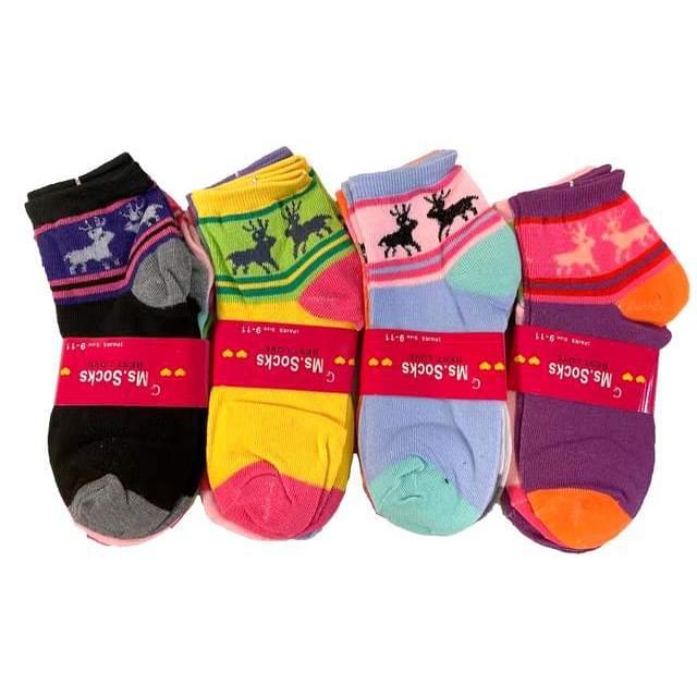 Colorful Woman's Reindeer Socks - Assorted image