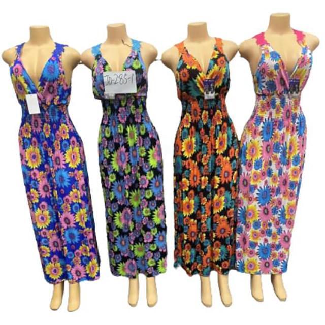 Long Maxi Sunflower Print Dresses - Assorted image