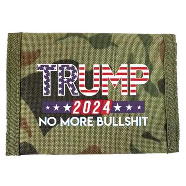 Trump 2024 "No More Bullshit" Camo Canvas Tri-Fold Wallets image