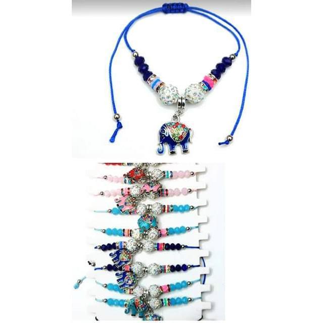 Elephant Charm Beaded Bracelets With Silver Balls - Assorted image