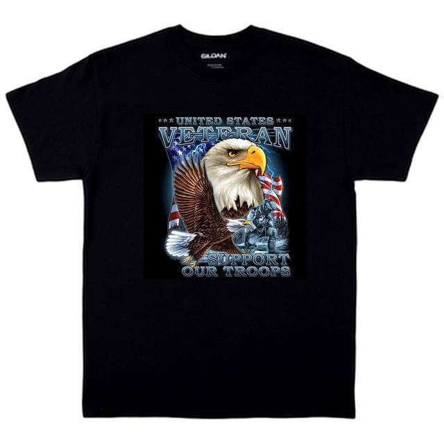 "United States Veteran - Support Our Troops" Patriotic T-Shirts - Black XXXL image
