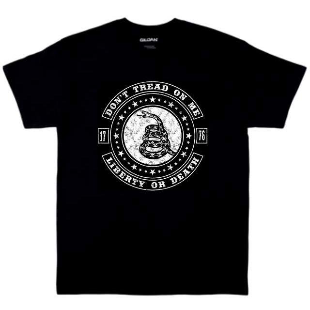 "Don't Tread On Me" Circular Logo T-Shirts - Black XXL image