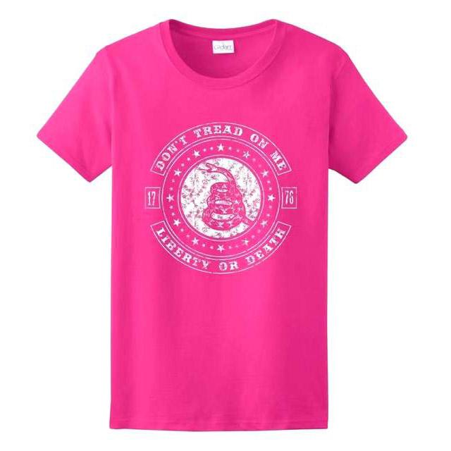 "Don't Tread On Me" Circular Logo T-Shirts - Pink M/L/XL image