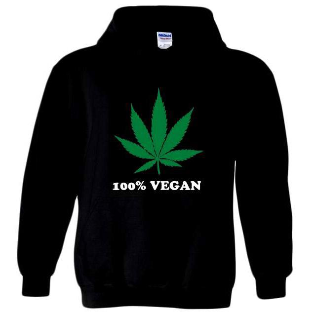 "100% Vegan" Marijuana Leaf Hoodies - Black XXXL image