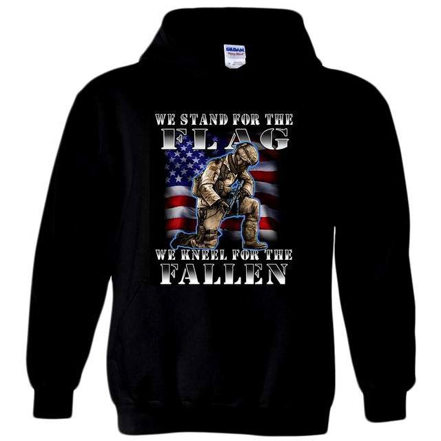 "We Stand For The Flag - We Kneel For The Fallen" Hoodies - Black M/L/XL