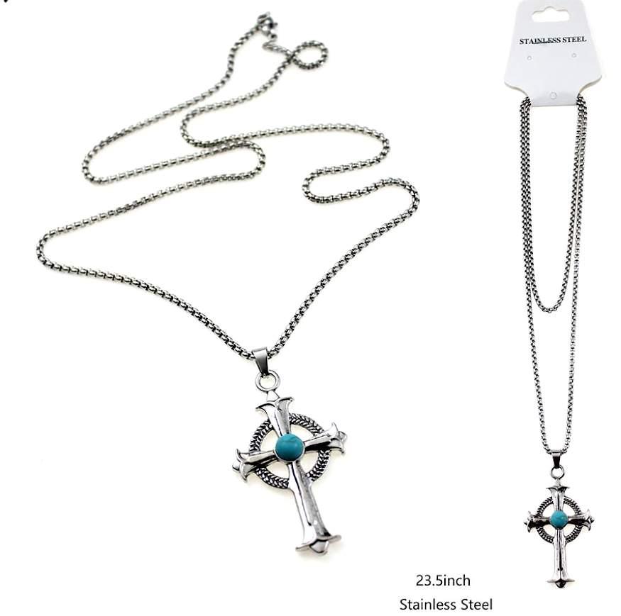 Turquoise Cross Necklace image