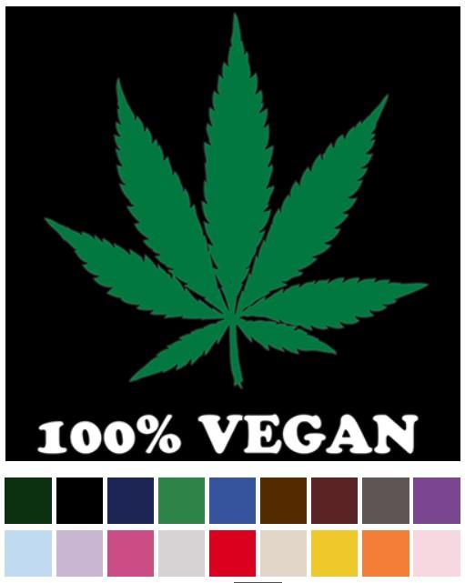 "100% Vegan" Marijuana Leaf Transfers image