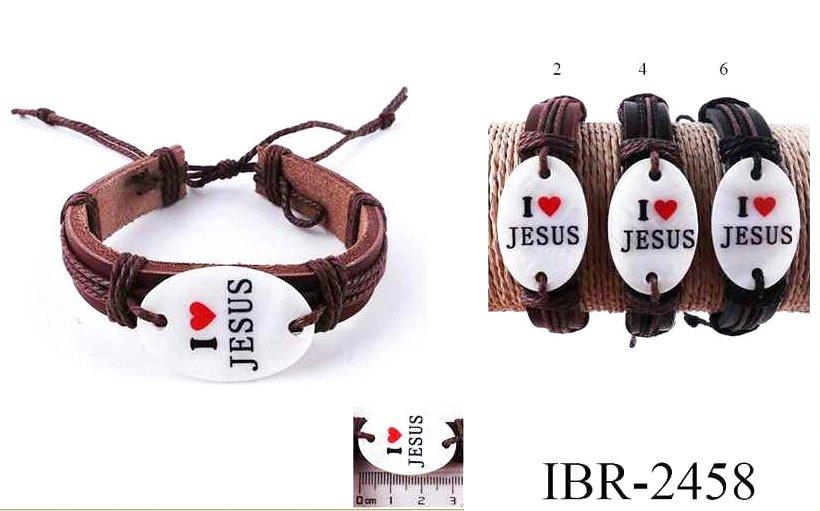 "I Love Jesus" Faux Leather Bracelets - Assorted image