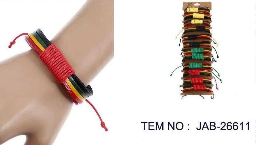 Rasta Color Faux Leather Braelet