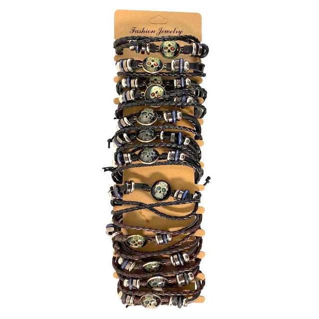 Sugar Skull Faux Leather Bracelets - Assorted image