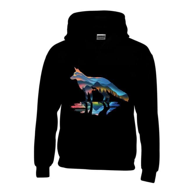 Fox Mountain Landscape Hoodies - Black M/L/XL