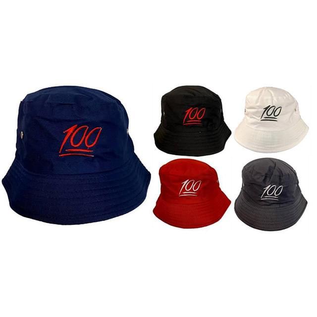 "100" Emoji Solid Bucket Hats image