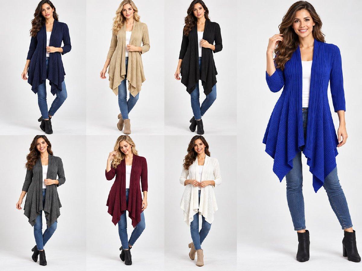 Wholesale Women's Knitted Solid Color Open Front Cardigan - One Size Fits Most image