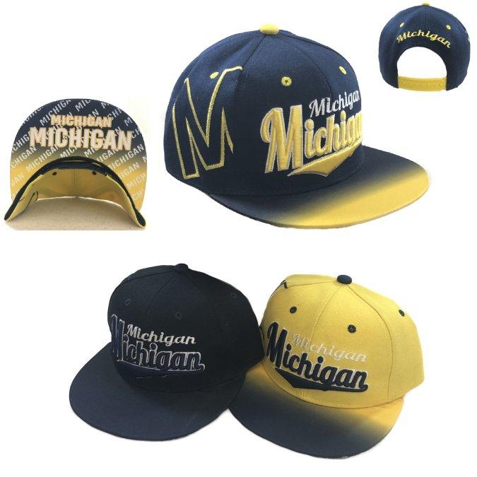 Snapback Flat Bill "Michigan" Maize & Blue Hats image
