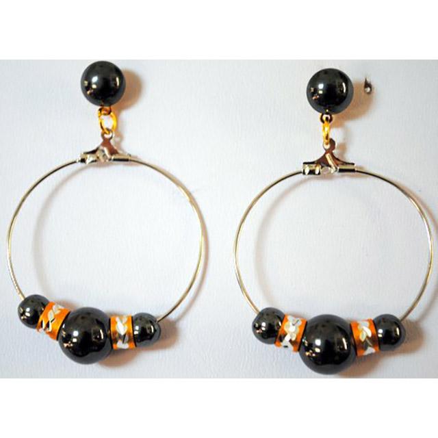 Wholesale Fashion style Magnetic hematite Earring- gold beaded loop image