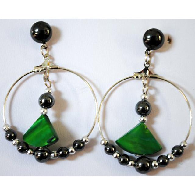 Wholesale Fashion Style Magnetic Hematite Earring - green triagle loop image