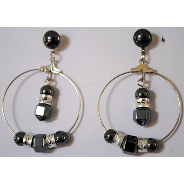 Wholesale Fashion Style  Magnetic Hematite Earring - loop round beads image