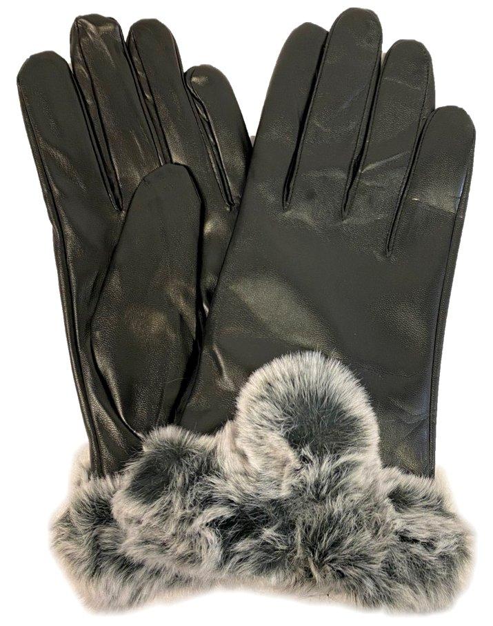 Women's Faux Leather Winter Fur Gloves - Assorted image