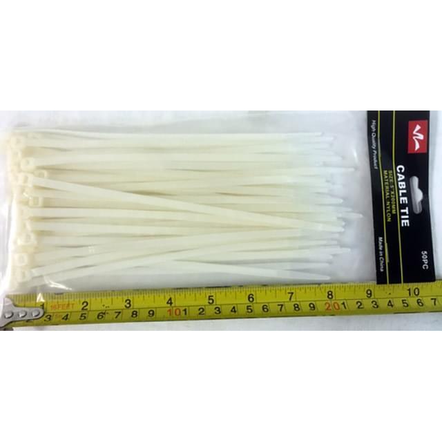 50 Pcs White Nylon 8'' Cable Ties