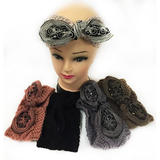 Knitted Headbands With Bendable Bow - Assorted image