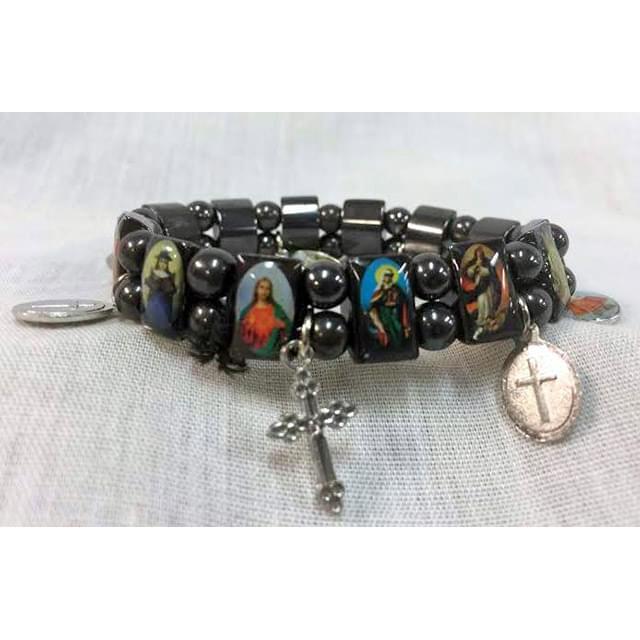 Wholesale Religious Bracelet Jesus Angel Hematite Rosary bracelet image