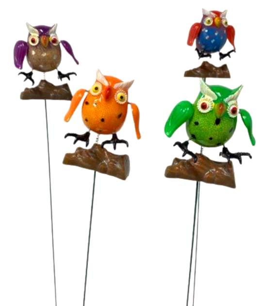 Owl Yard Stake Decorations With Springing Wings & Feet - Assorted image