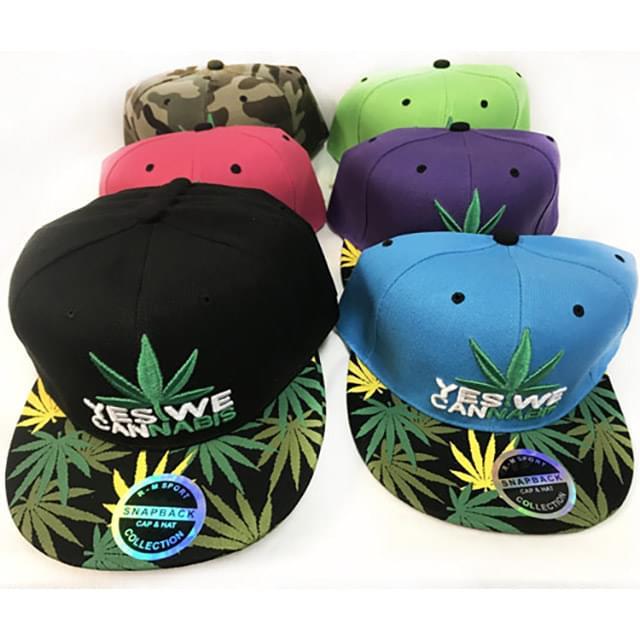Wholesale Snap Back Flat Bill Marijuana Yes We Cannabis Assorted image