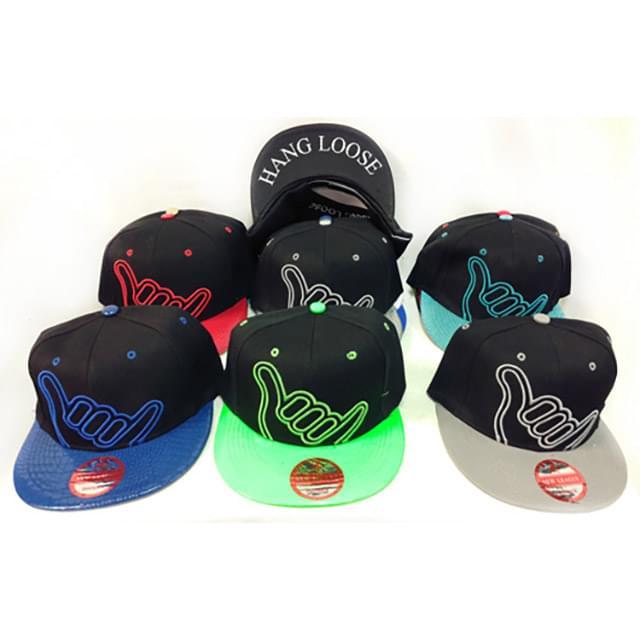 "Hang Loose" Flat Bill Snapback Hats - Assorted Colors image