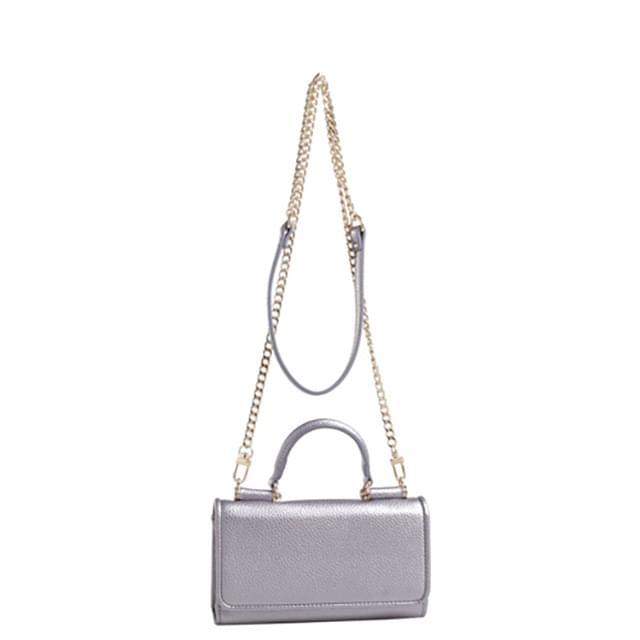 Fashion Crossbody Cellphone Wallet With Chain Strap - Pewter image