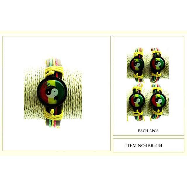 Wholesale Rasta color YinYang Faux leather Bracelet image