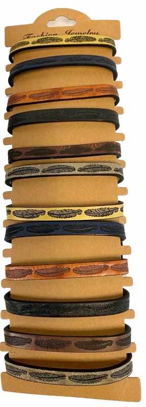 Leaf Design Faux Leather Bracelets - Assorted image