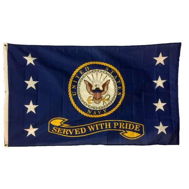 Officially Licensed US Navy "Served with Pride" Flags - Blue 3' x 5' image