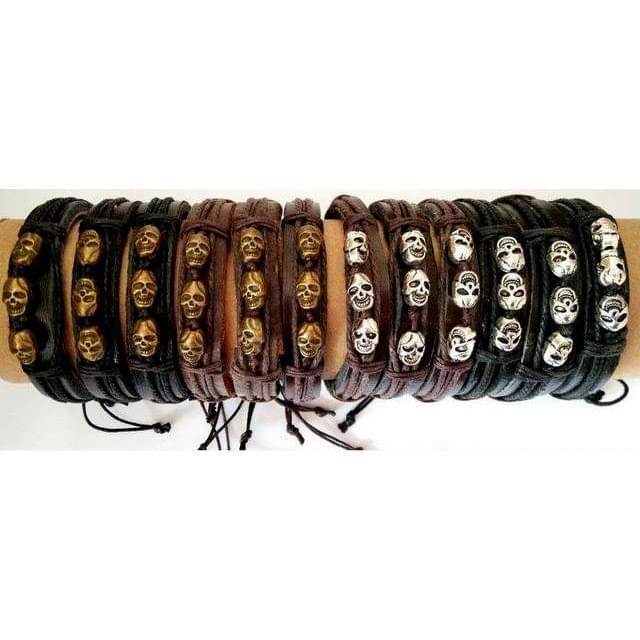 Wholesale Faux Leather Bracelet with Skull image
