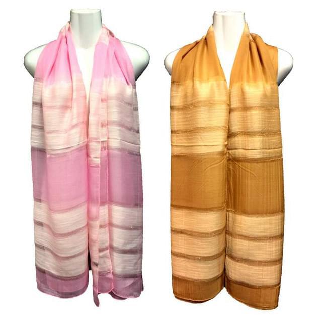 Two-Tone Silk Scarves - Pink & Orange image