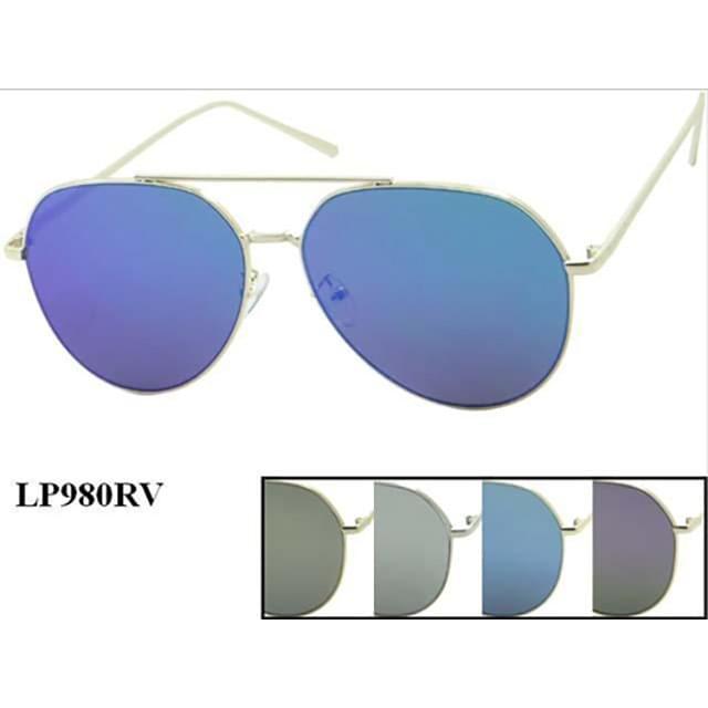Metal Frame Flat Lens Aviator Sunglasses - Assorted image