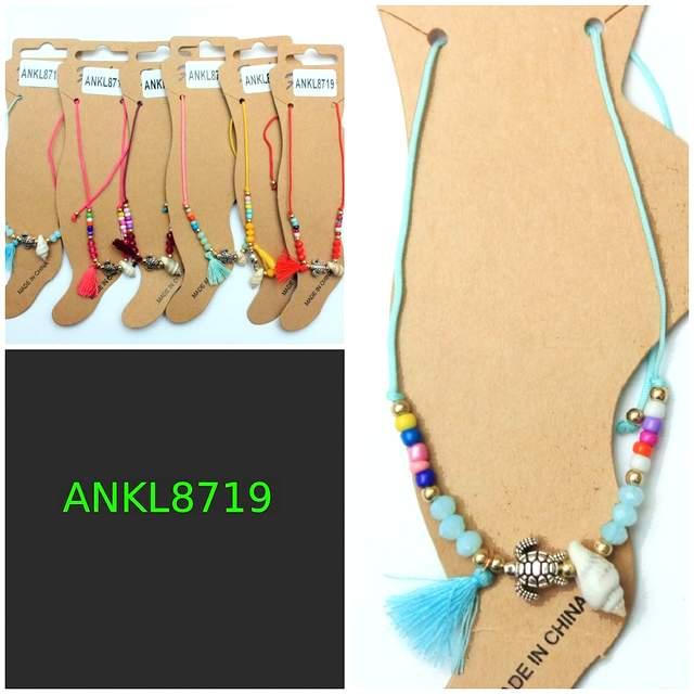 Beaded Turtle Shell Tassel Anklets - Assorted image
