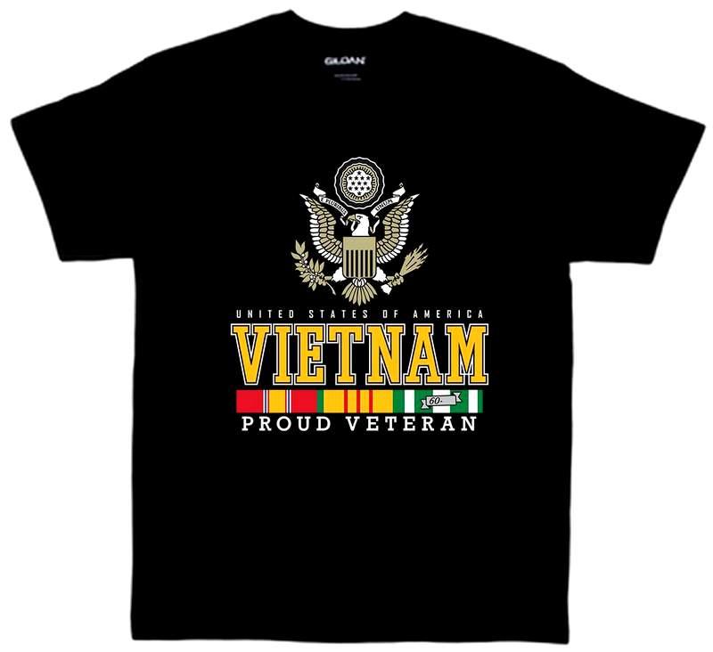 Vietnam "Proud Veteran" T-Shirts - Black M/L/XL image