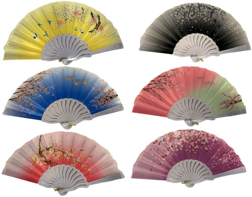 Colorful Floral Hand Fans - Assorted image