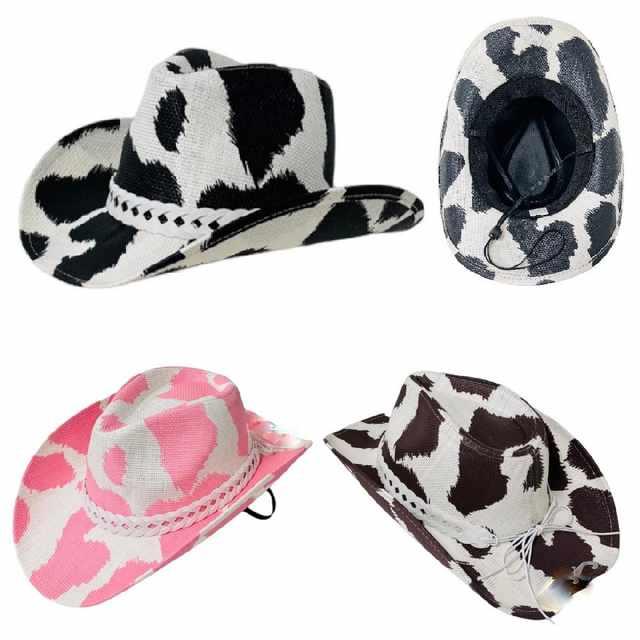 Painted Cow Print Cowboy Hats With Braided Band image