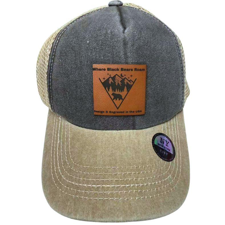 Wholesale Custom Laser Engrave Leatherette Patch Hat Where Black Bears Roam image