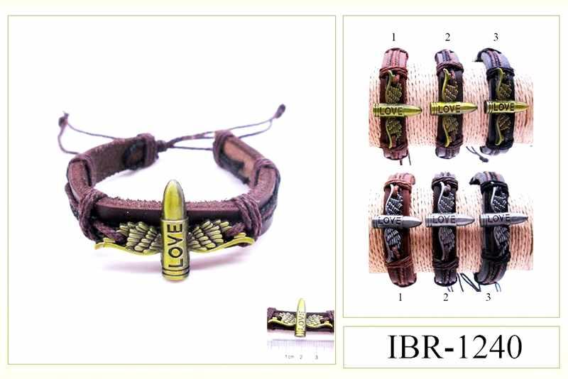 Faux Leather Bracelet With Wings & "Love" Bullet - Assorted image