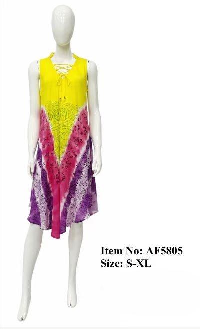 Rayon Lace Neck Tie Dye Dresses image
