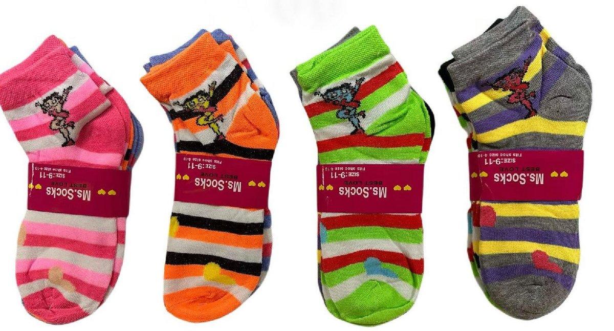 Women's Socks With Multicolor Stripes - Assorted image