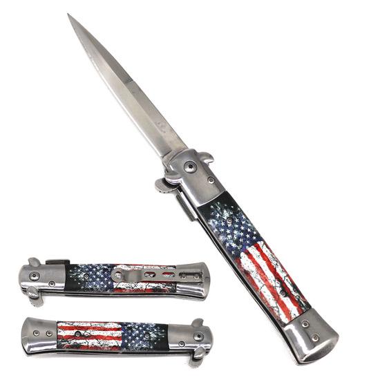 Wholesale 9" Spring Assisted stiletto USA Flag Design image