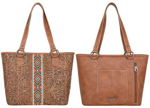 Montana West Tooled Collection Concealed Carry Tote - Tan image