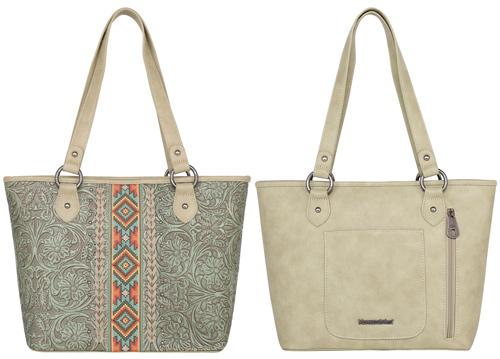 Montana West Tooled Collection Concealed Carry Tote - Green image