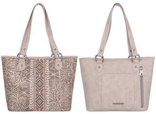 Montana West Tooled Collection Concealed Carry Tote - Beige image