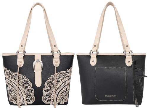 Montana West Cutout/Buckle Collection Concealed Carry Tote - Black image