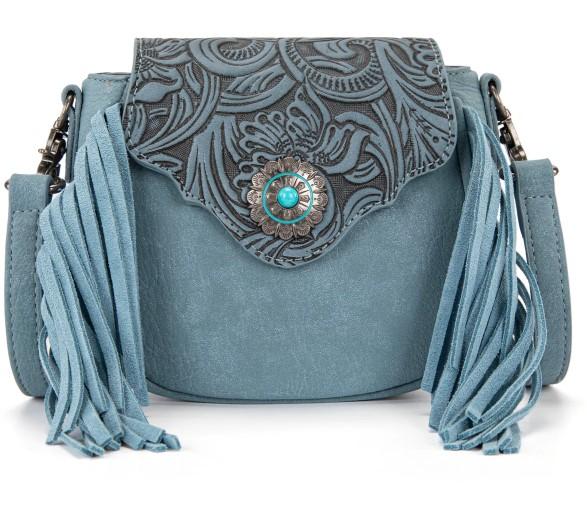 Montana West Embossed Fringe Mini Crossbody -Jean image